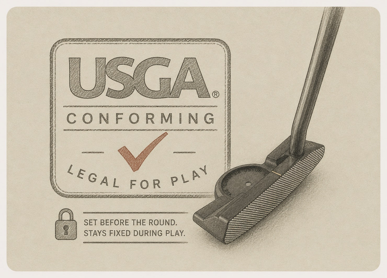Adjustable putter conforming to USGA Rule 4.1a